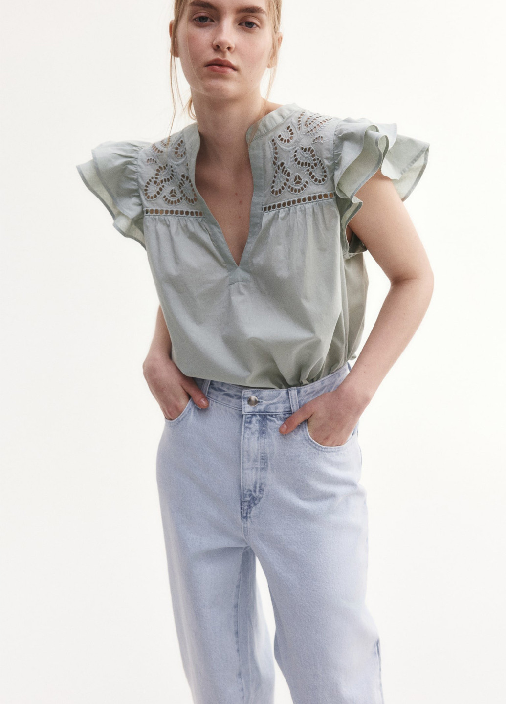 Сіро-зелена блуза H&M