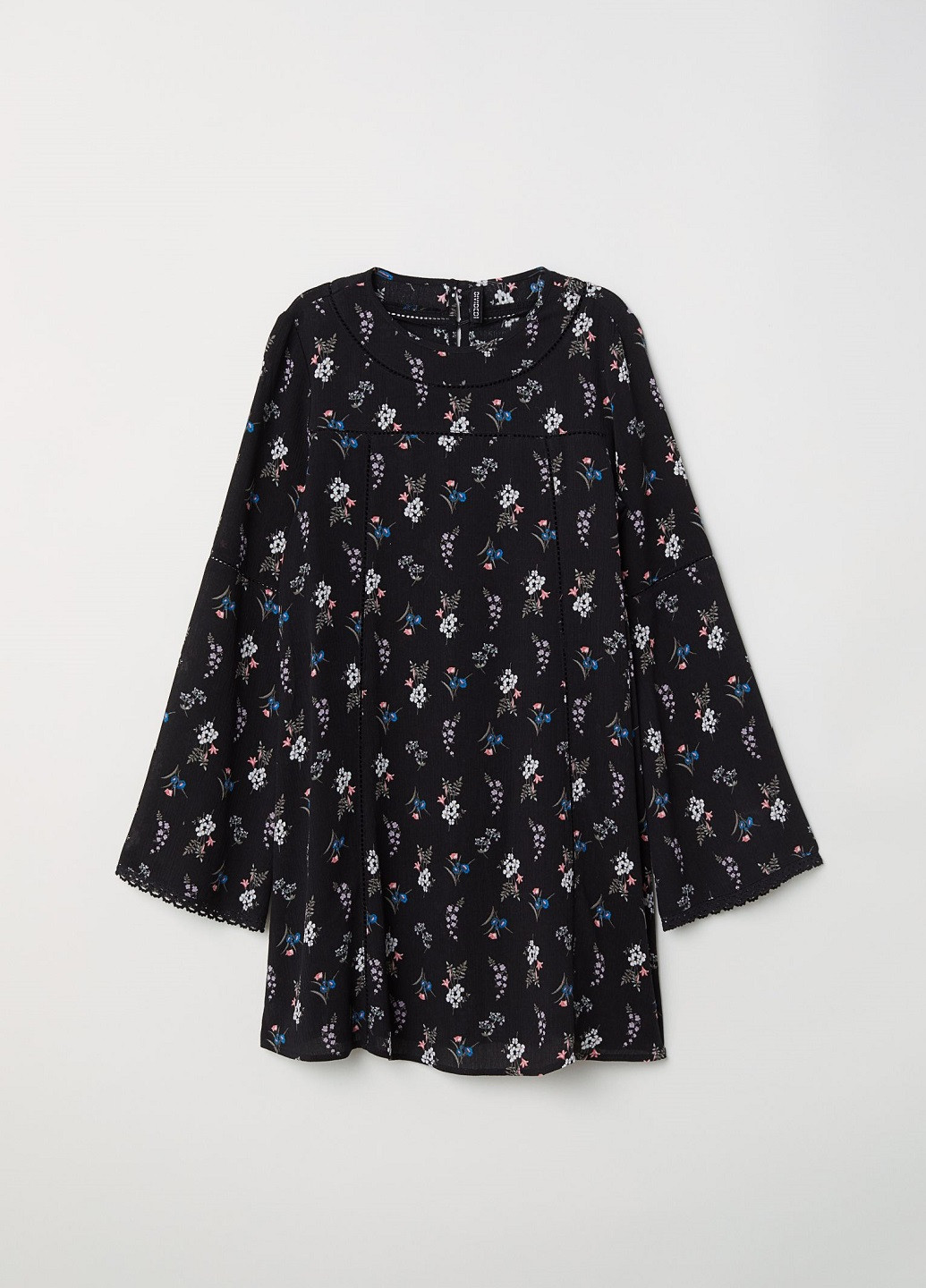 Чорна коктейльна сукня з рукавами клеш H&M однотонна