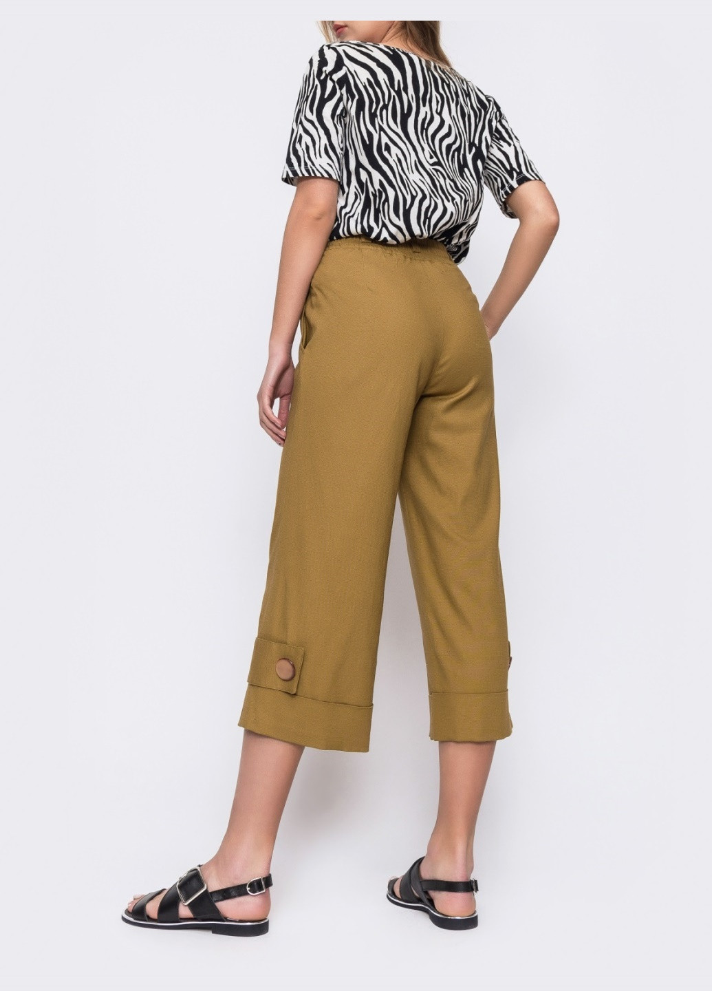 штани із високою талією на резинці хакі Dressa (226574232)