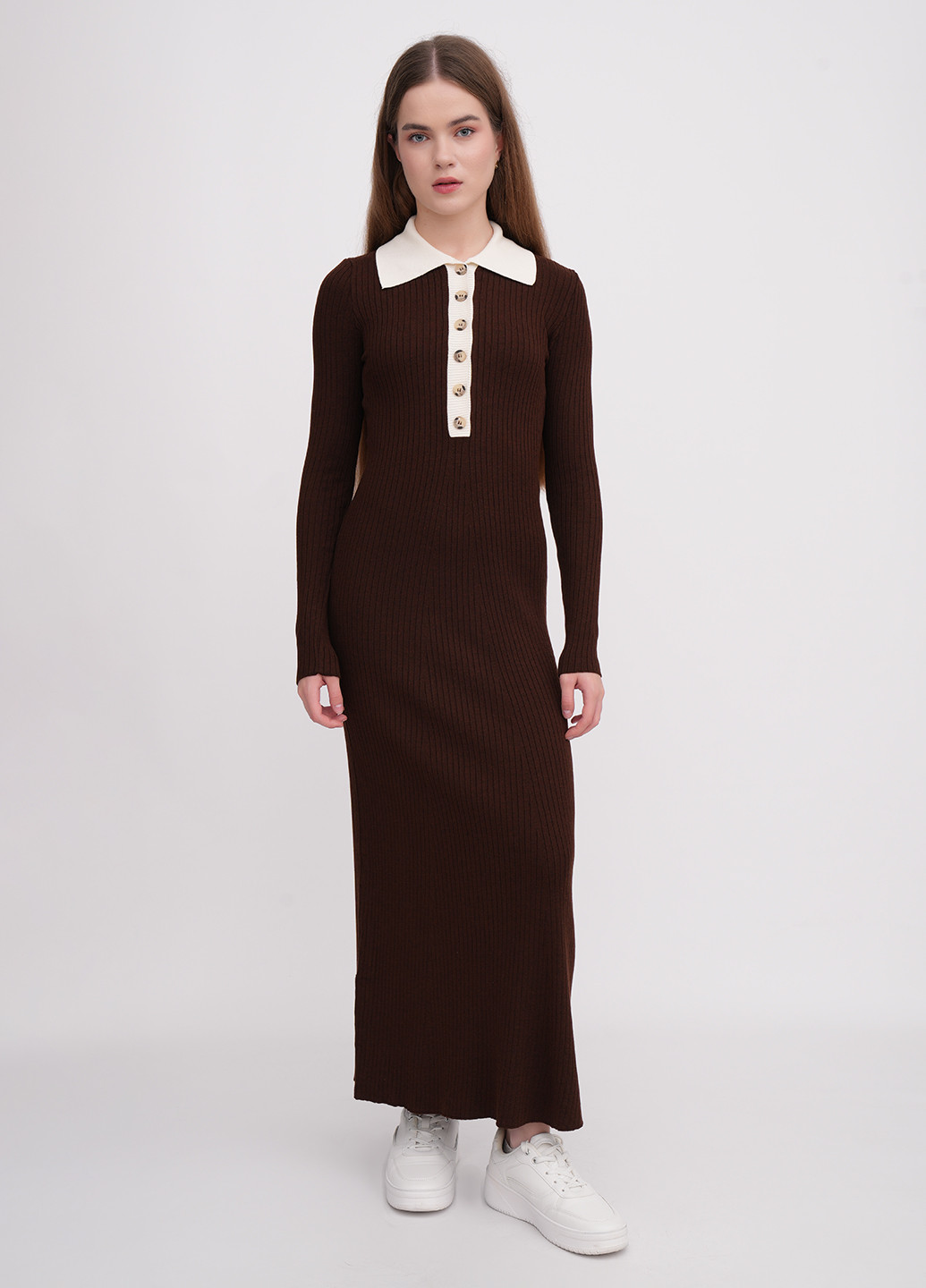 Коричнева кежуал сукня сукня-сорочка EQUILIBRI однотонна