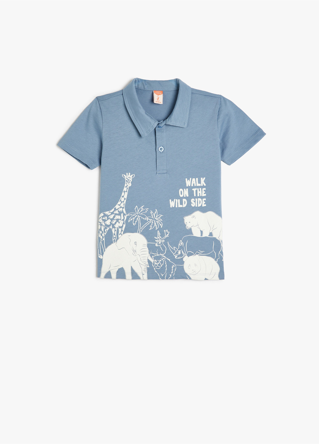 Голубой детская футболка-поло для мальчика KOTON с рисунком