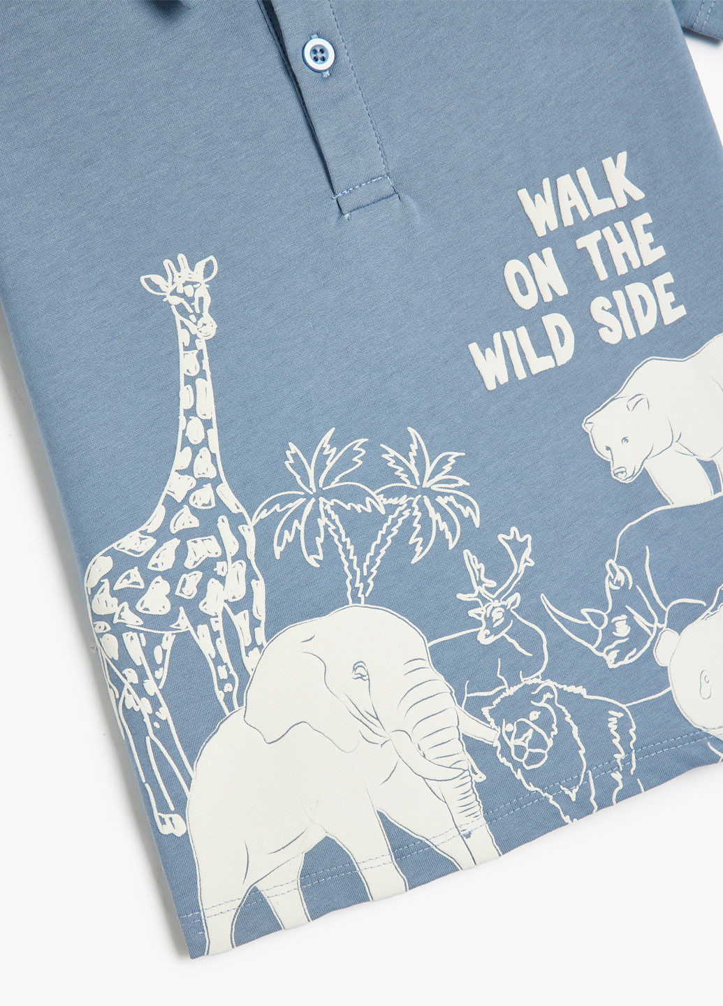 Голубой детская футболка-поло для мальчика KOTON с рисунком