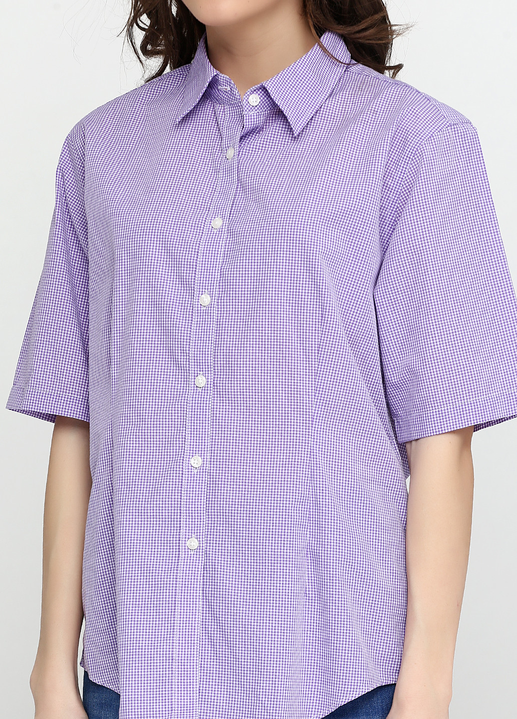 Фиолетовая кэжуал рубашка в клетку Vanheusen