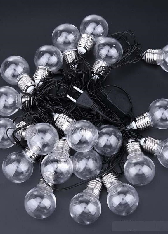 Гірлянда ретро лампочки миготливі 20 ламп по 4см 7м МУЛЬТІ чорний провід лампи едісона прозорі Led (251371667)