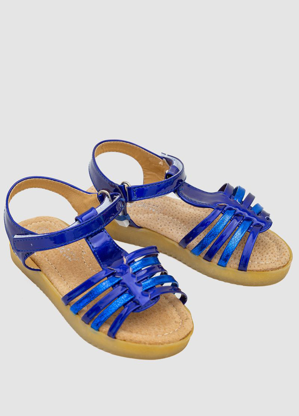 Синие босоножки Bee лаковые