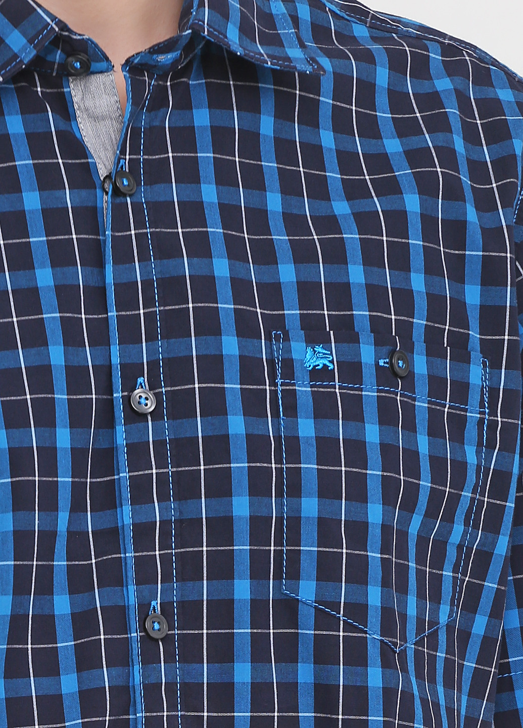 Синяя кэжуал рубашка в клетку Lerros с коротким рукавом