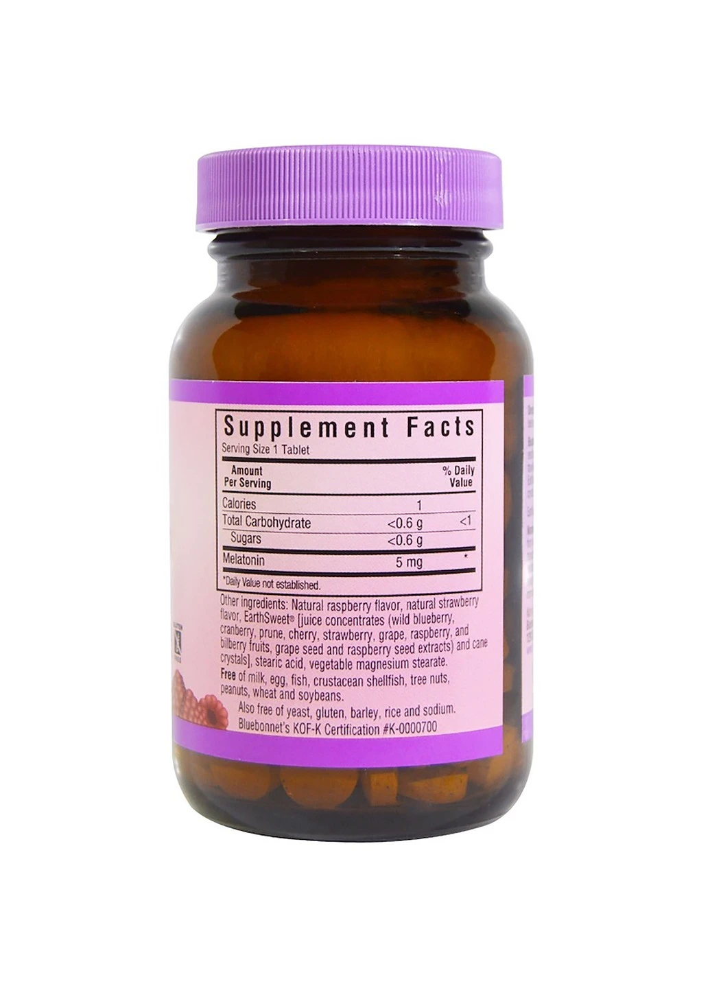 Мелатонін 5 мг, Смак Малини, Earth Sweet Chewables,, 120 жув. табл. Bluebonnet Nutrition (255409686)