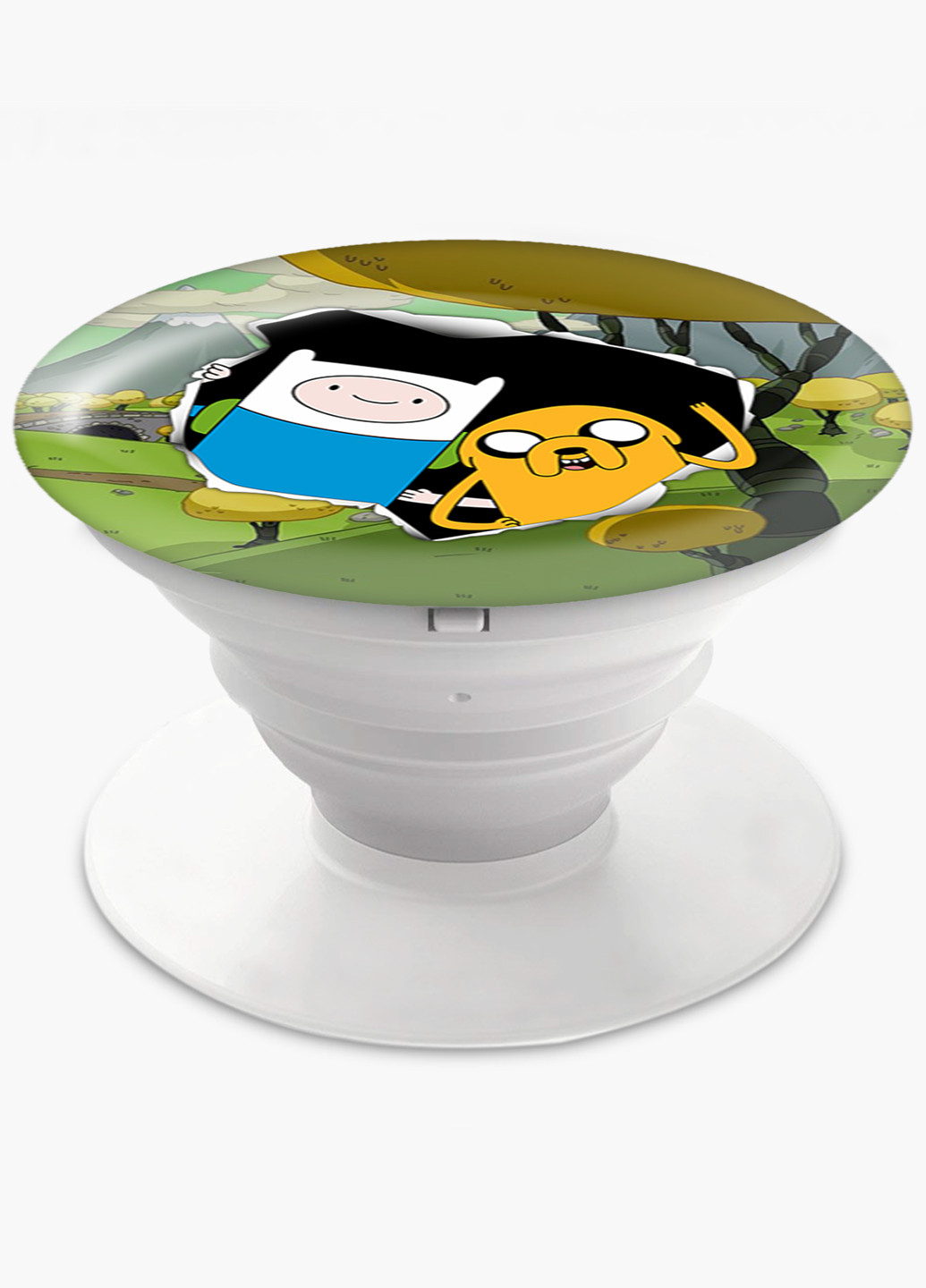 Попсокет (Popsockets) тримач для смартфону Фінн і Джейк пес Час Пригод (Adventure Time) (8754-1581) Чорний MobiPrint (216748337)