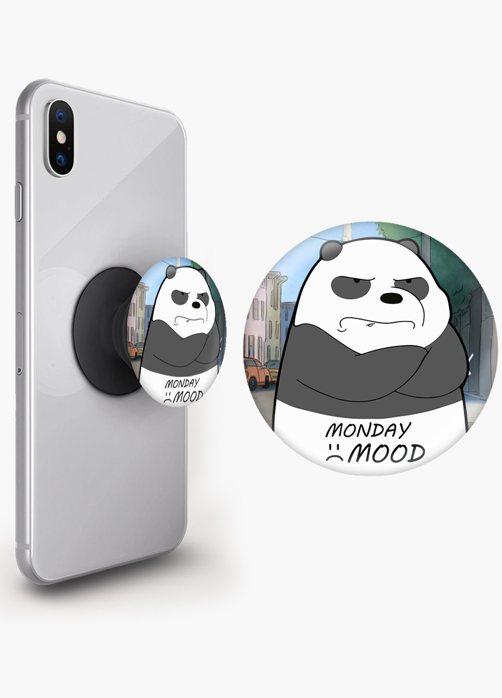 Попсокет (Popsockets) тримач для смартфону Вся правда про ведмедів (We Bare Bears) (8754-2899) Чорний MobiPrint (229014724)