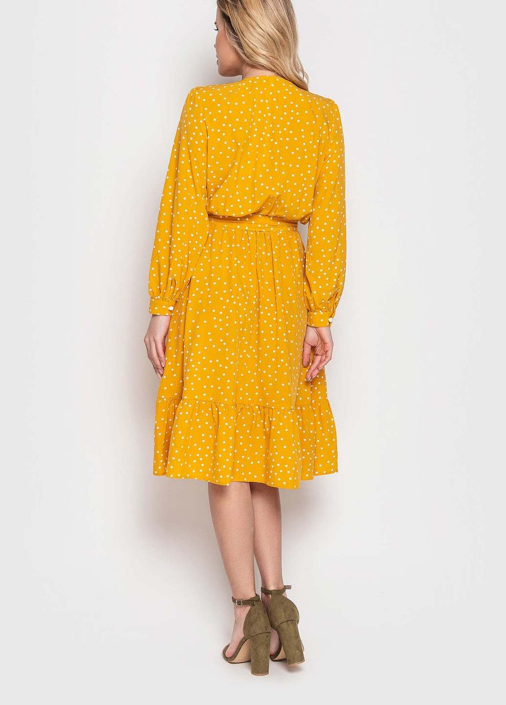 Жовтий кежуал сукня дзвін BeART в горошок