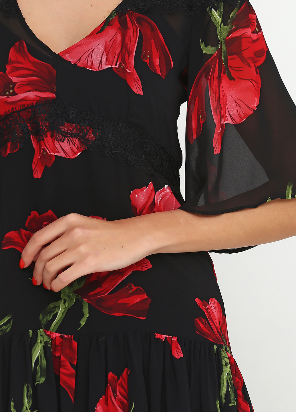 Чорна кежуал плаття, сукня NUMERO 28 з квітковим принтом
