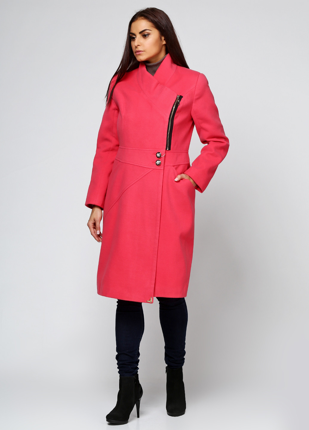 Рожеве демісезонне Пальто без капюшона Glem