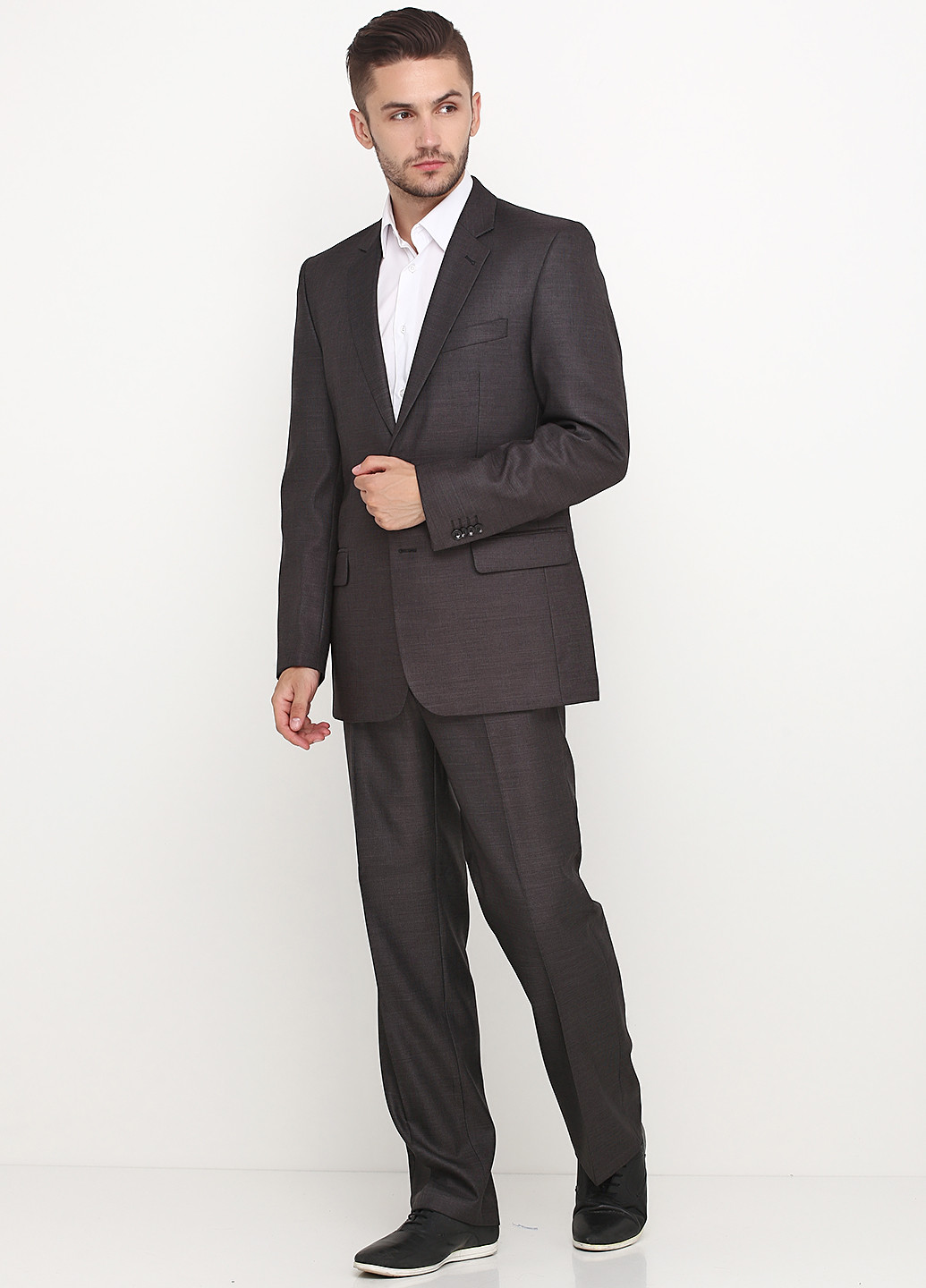 Серо-коричневый демисезонный костюм (пиджак, брюки) брючный Borys Style