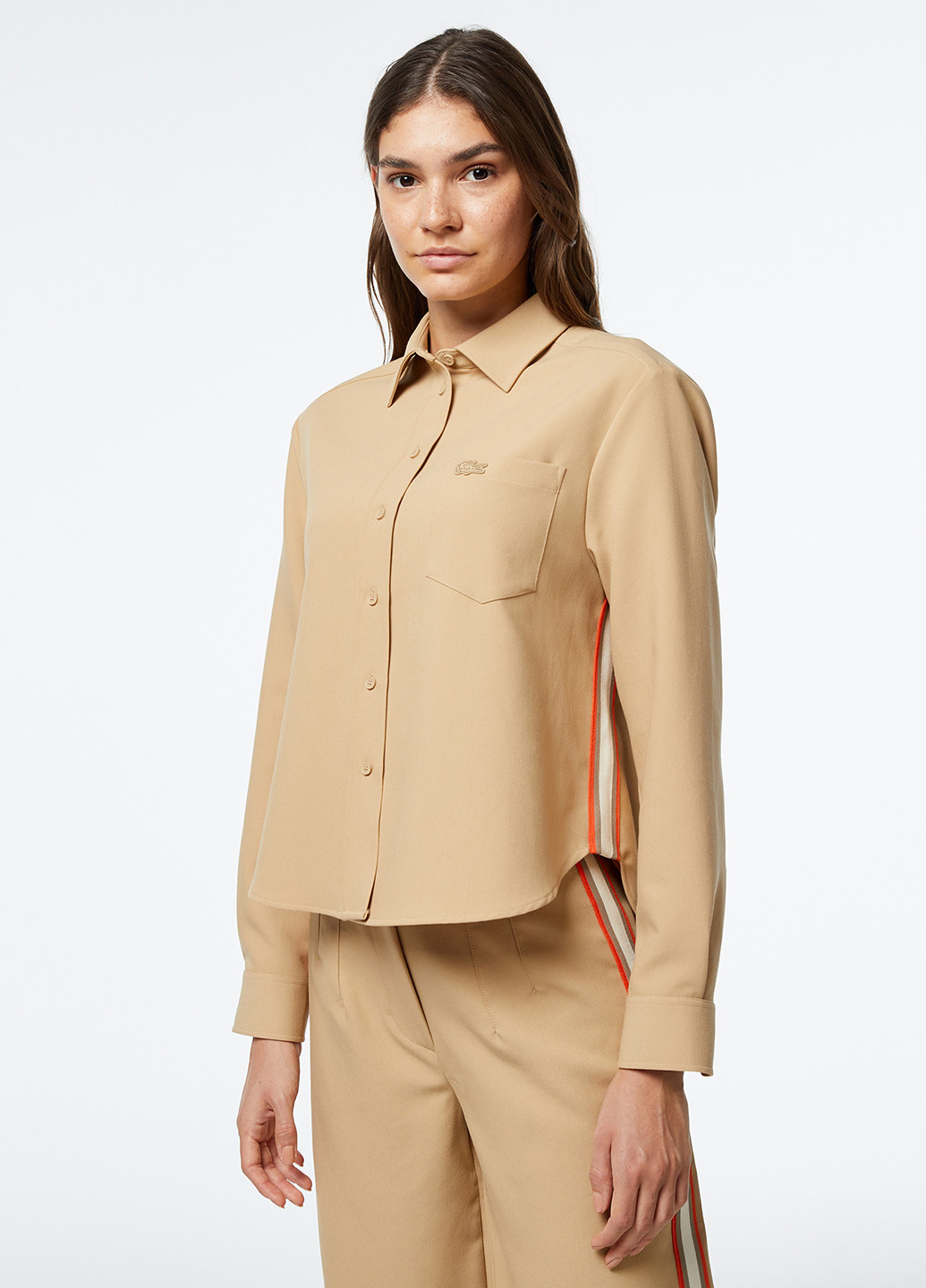 Бежевая кэжуал рубашка однотонная Lacoste