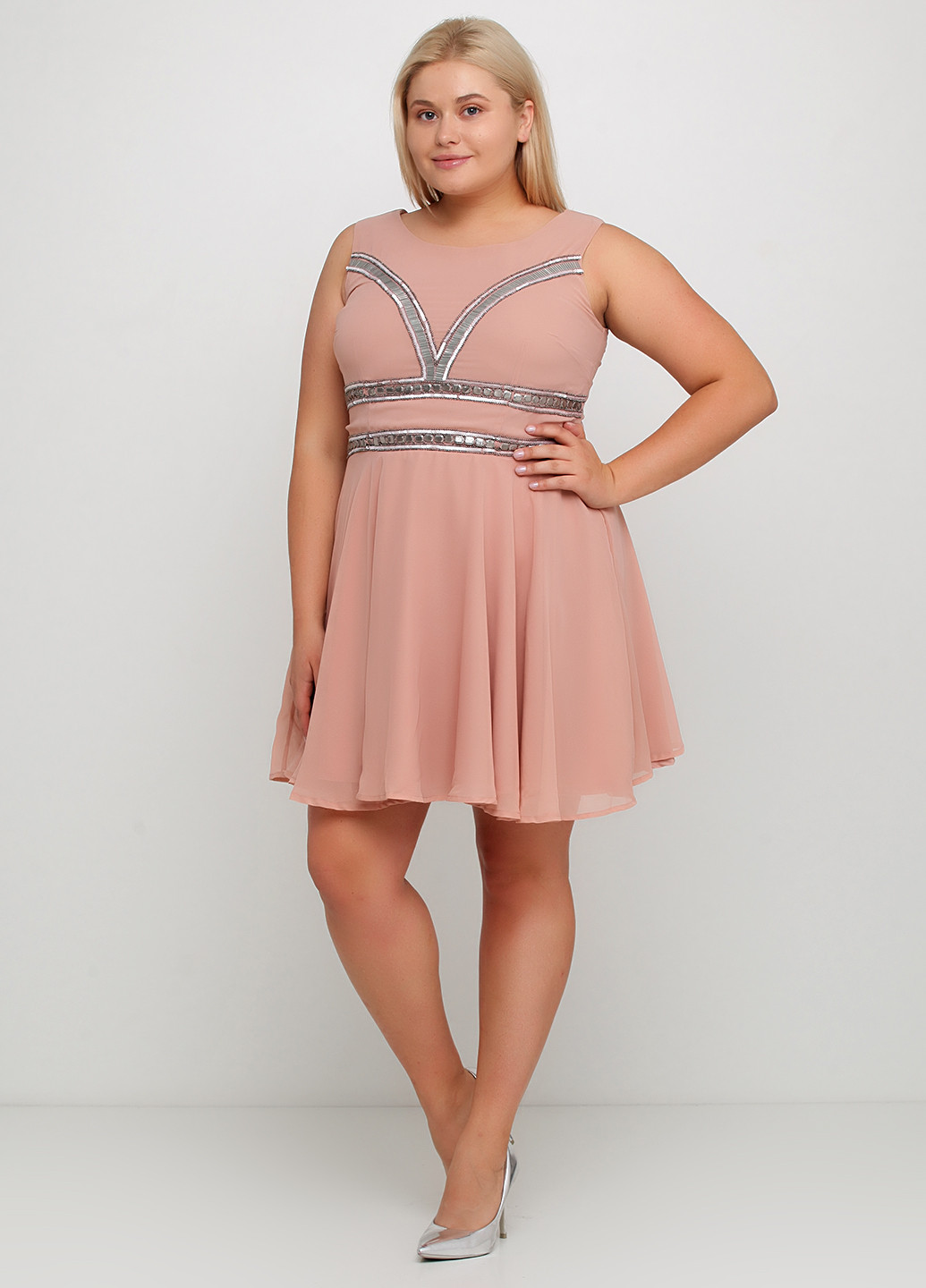 Пудровое коктейльное платье Love Drobe однотонное