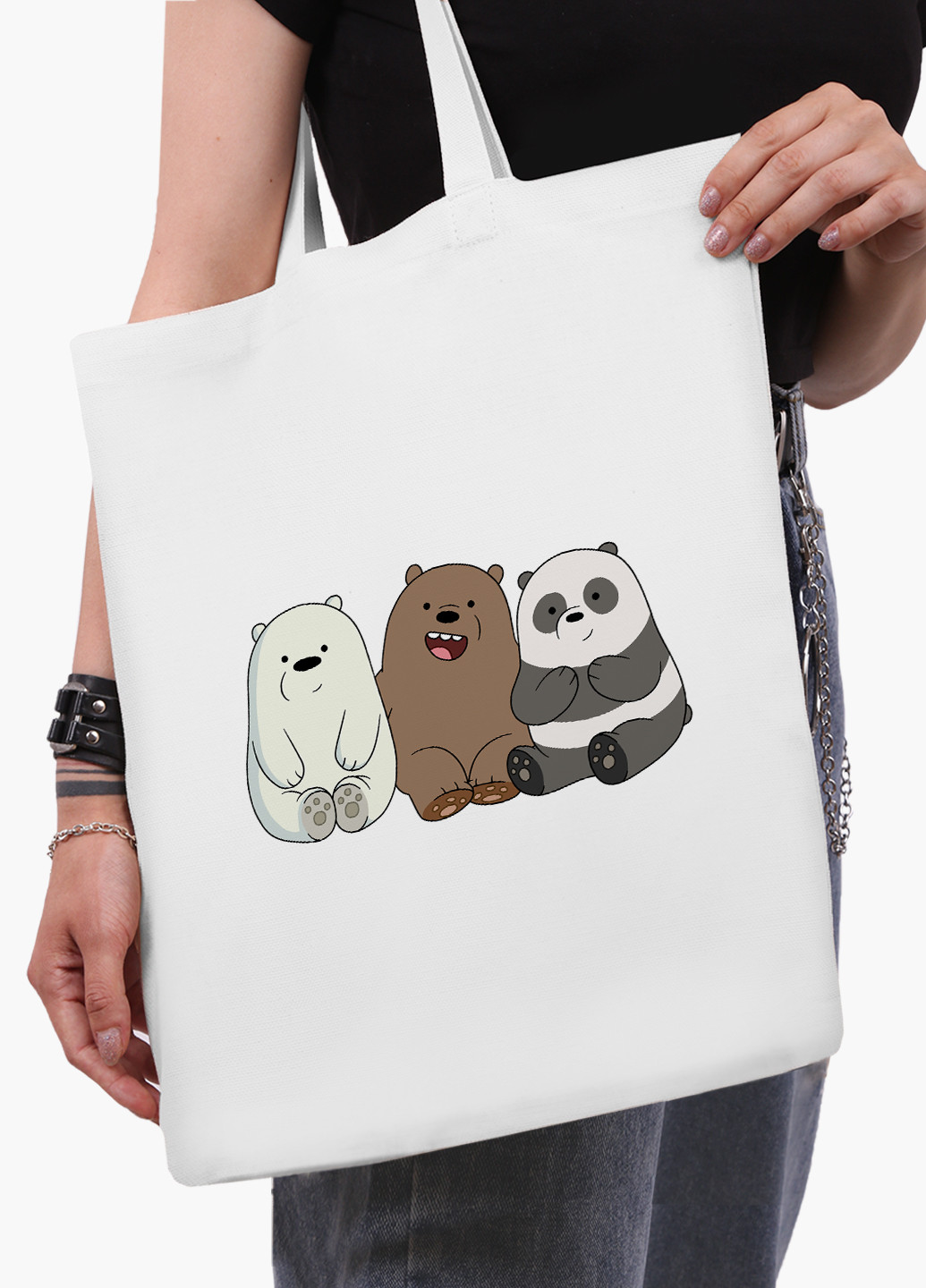 Еко сумка шоппер біла Вся правда про ведмедів (We Bare Bears) (9227-1774-WT-2) екосумка шопер 41*35 см MobiPrint (219111114)