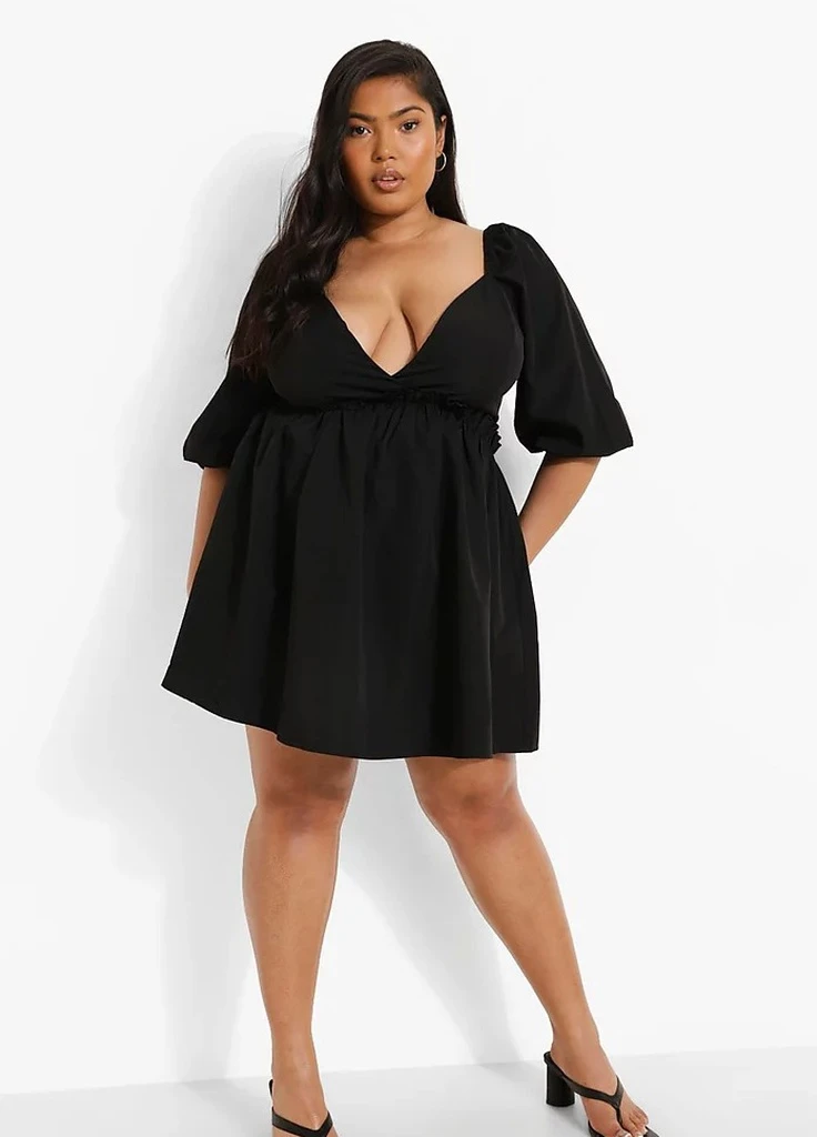 Черное кэжуал платье Boohoo однотонное