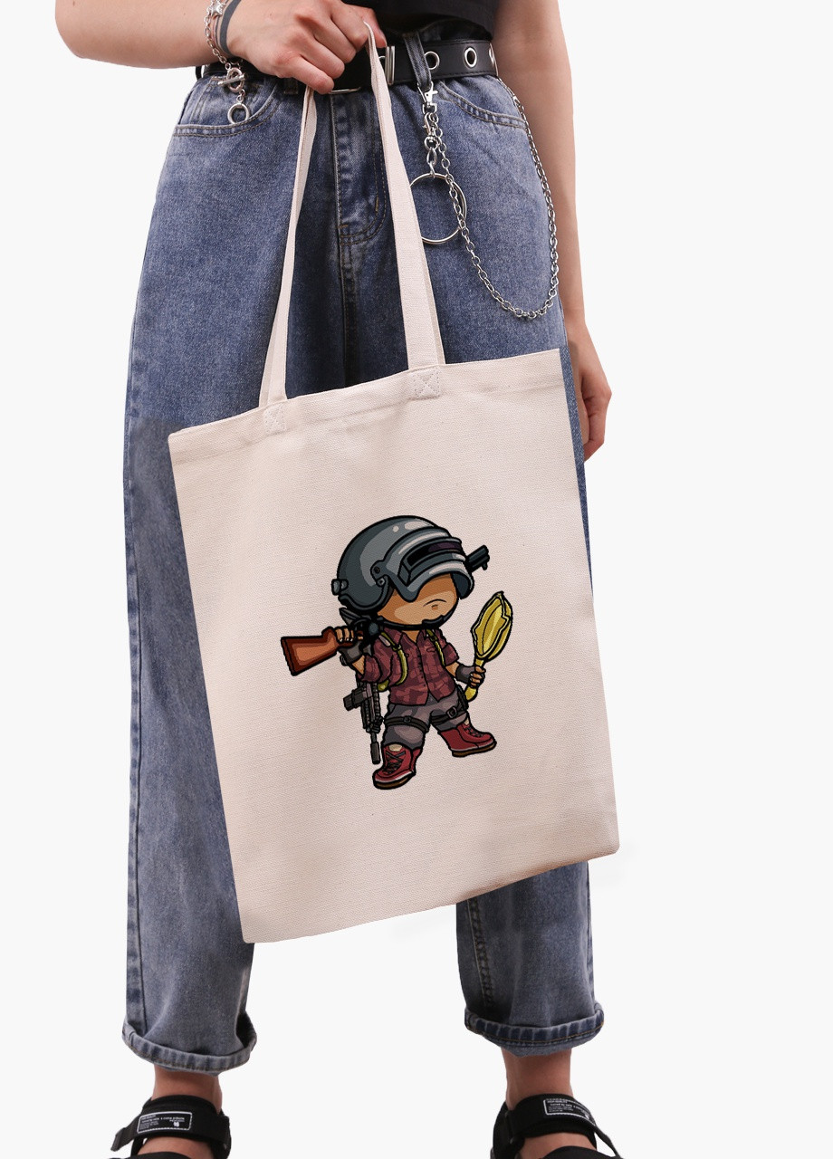 Еко сумка шоппер біла Пубг (Pubg) (9227-1710-WT) екосумка шопер 41*35 см MobiPrint (216642256)