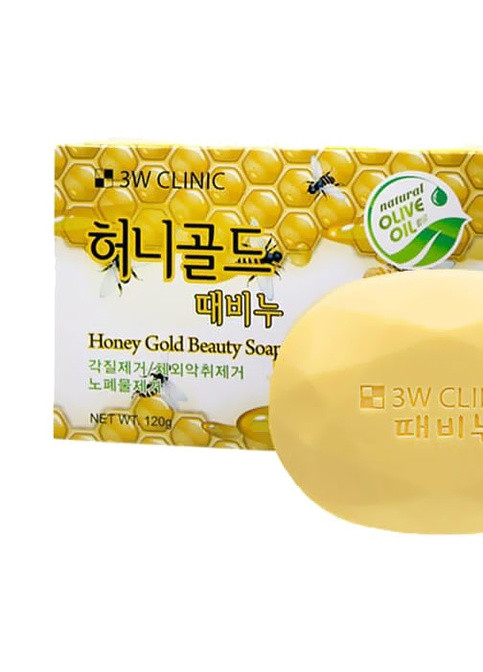 Honey Gold Beauty Soap Мыло очищающее для лица и тела с экстрактом меда и золота, 120 г 3W Clinic (236681861)