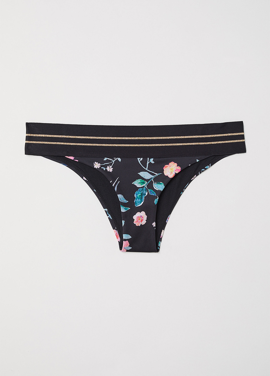 Черные купальные трусики с цветочным принтом H&M