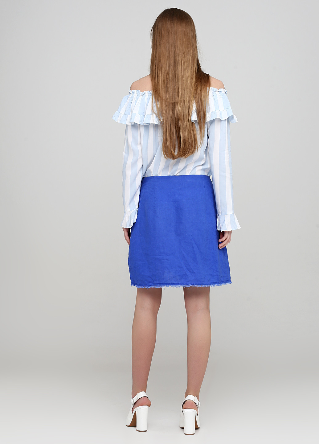 Светло-синяя кэжуал однотонная юбка H&M на запах