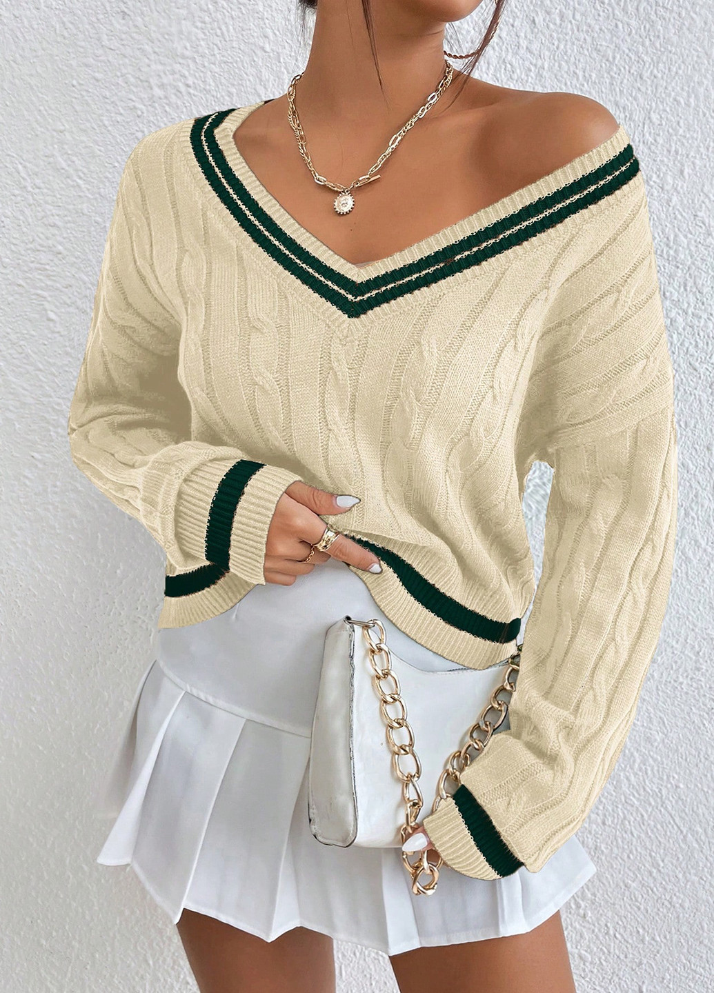 Кремовий демісезонний пуловер пуловер SHEIN