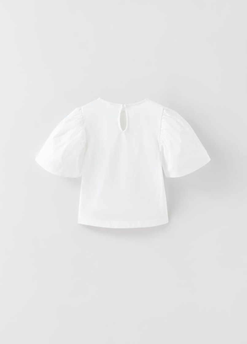 Біла літня футболка топ для дівчинки Zara