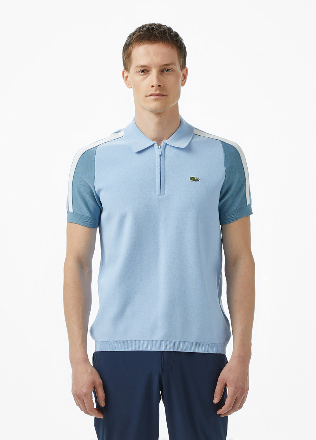 Голубой футболка-поло для мужчин Lacoste однотонная