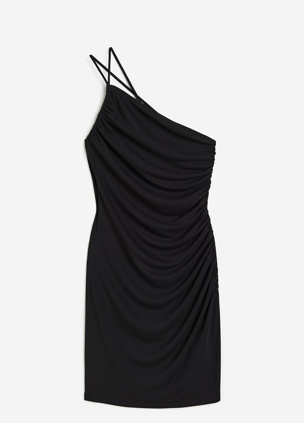 Черное кэжуал, коктейльное платье на одно плечо H&M однотонное