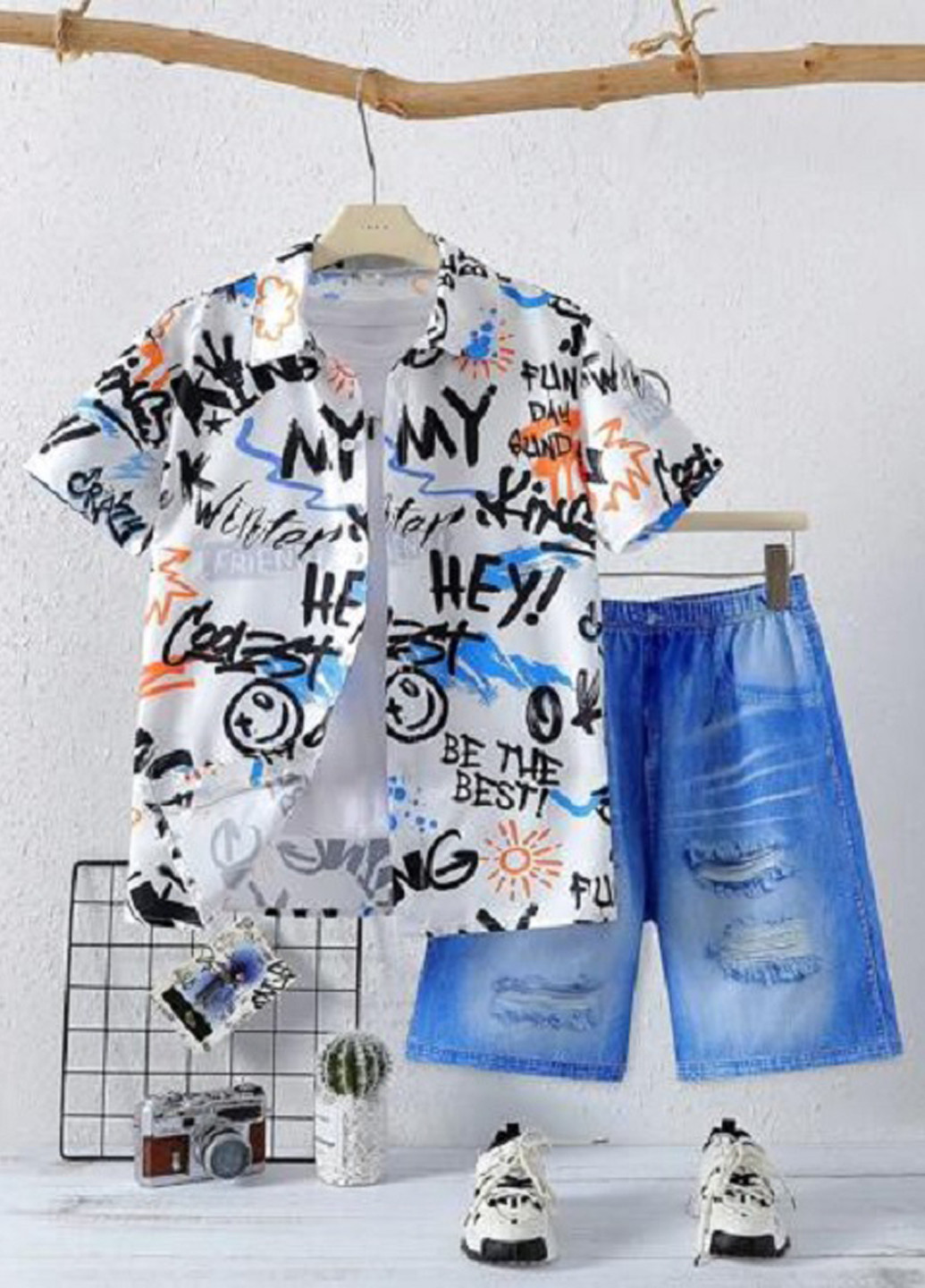 Комбінований літній комплект (сорочка, шорти) SHEIN