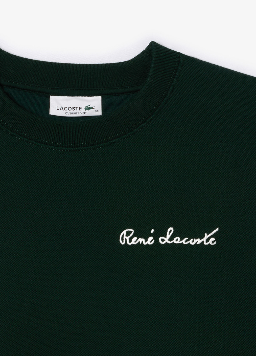 Темно-зелений світшот Lacoste однотонний вишивка, нашивки (298072739)