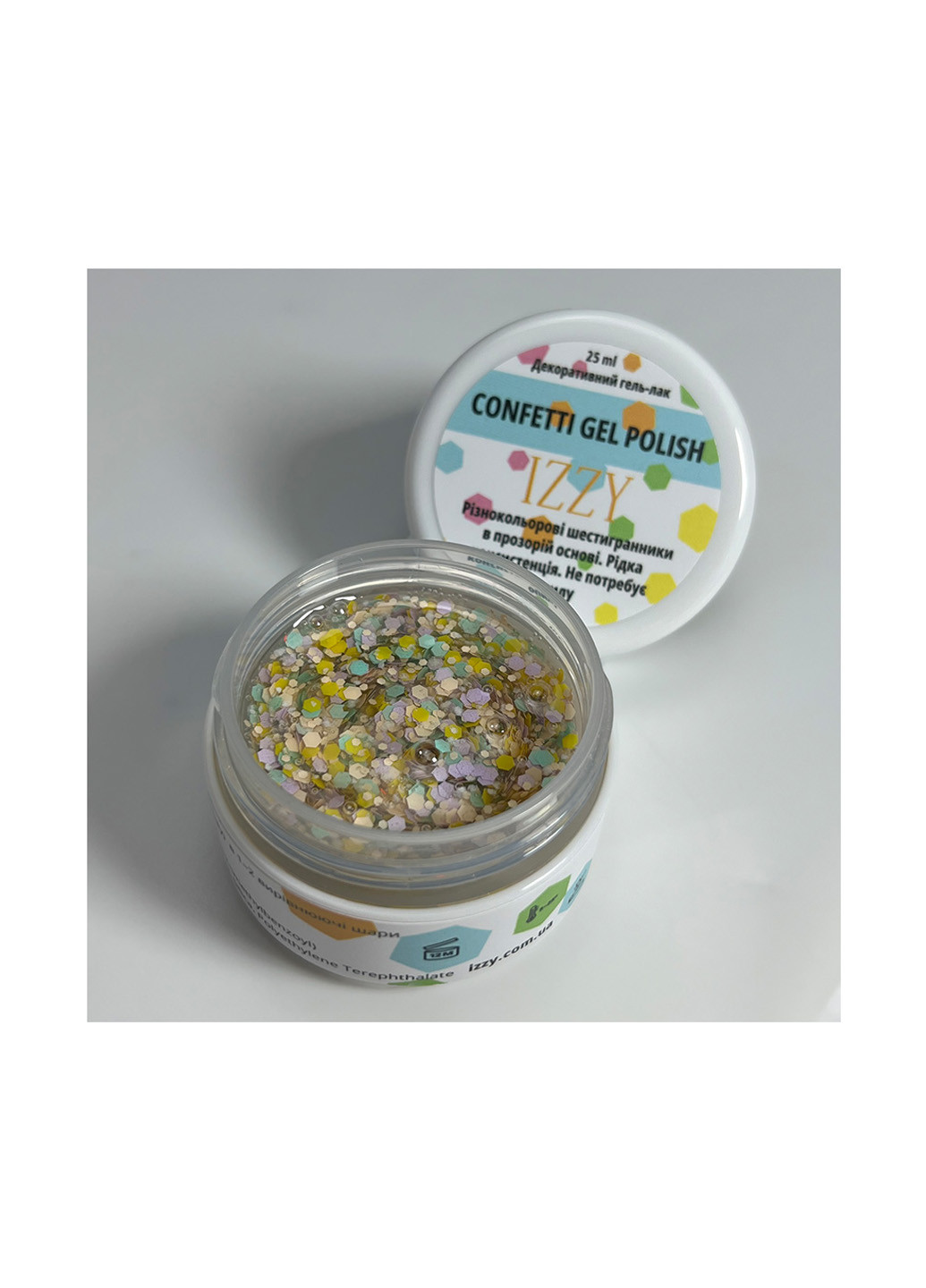 Гель-лак для маникюра декоративный Confetti №07, 25 г Izzy (363030497)