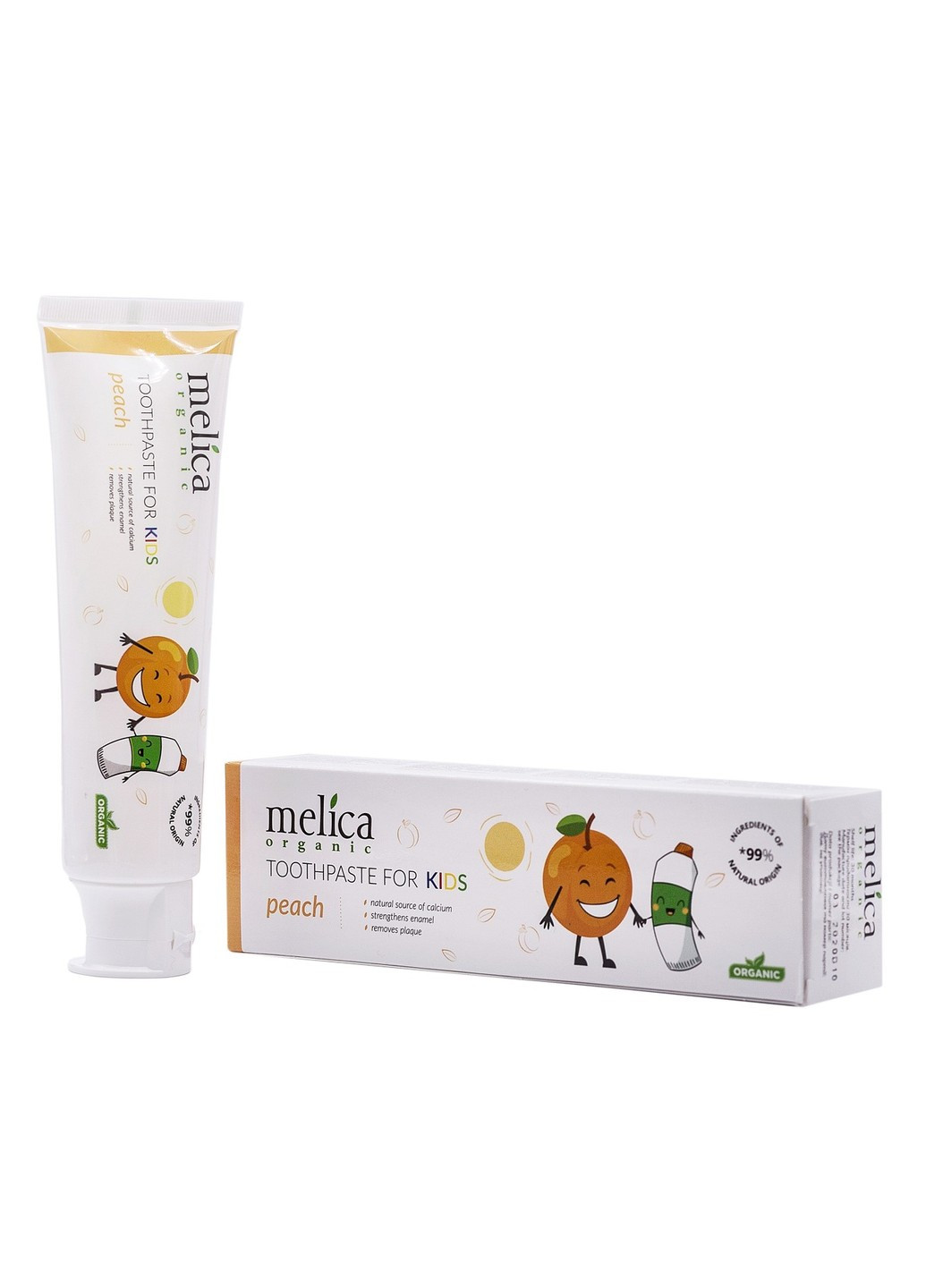 Зубна паста дитяча Персик 100 мл Melica Organic (253590835)