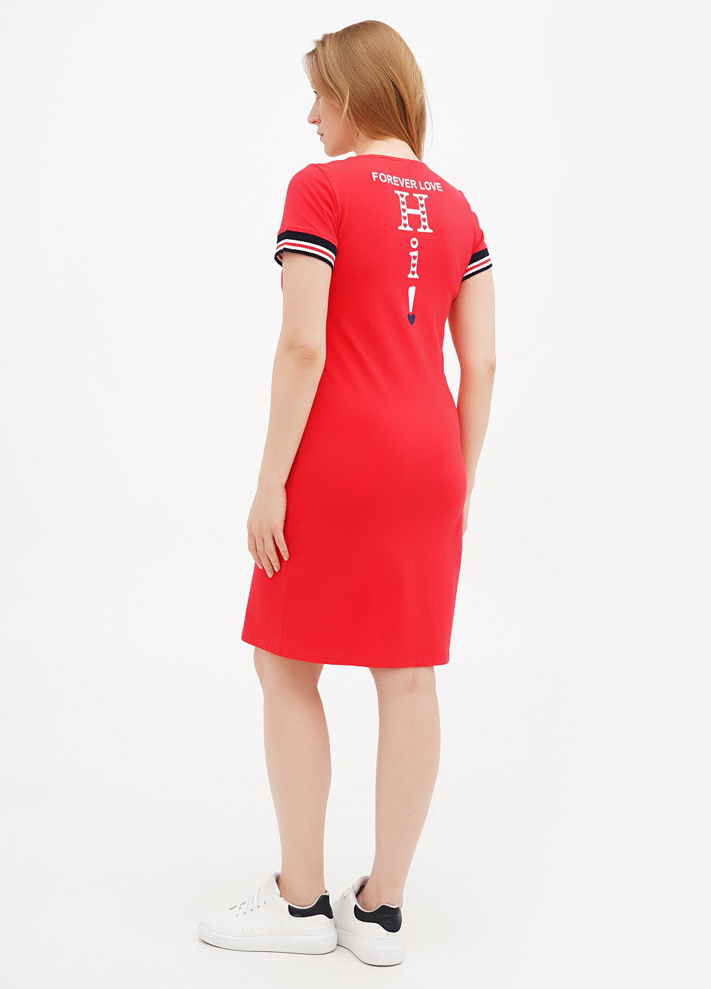 Яскраво-червона кежуал, спортивна сукня ROMEO LIFE з написами