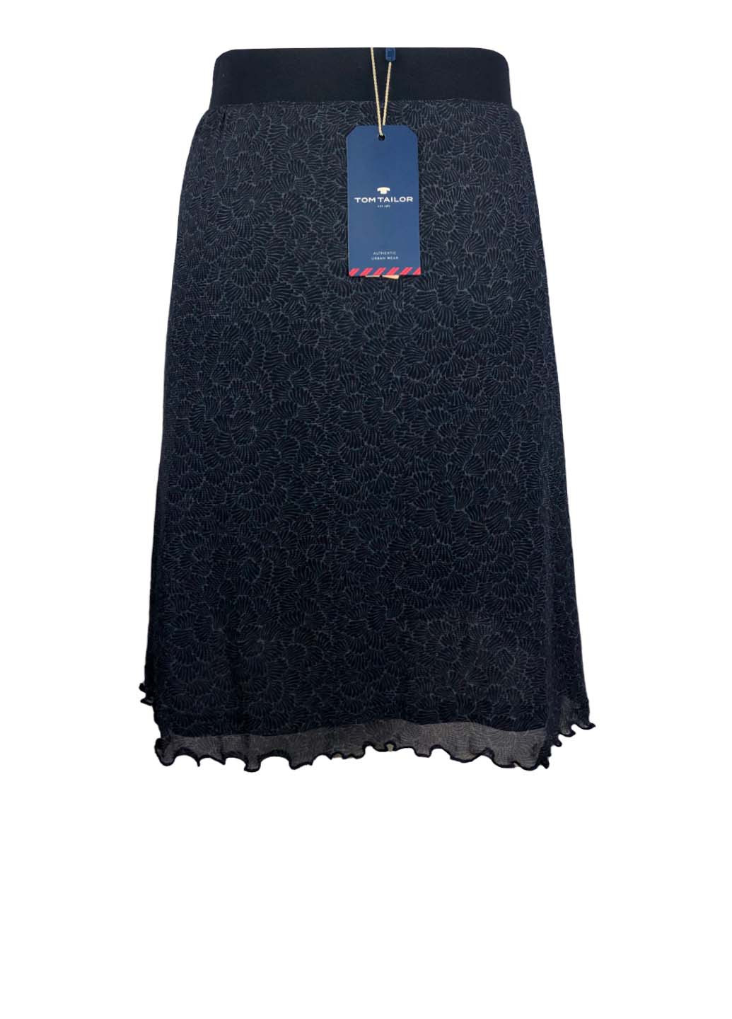 Синяя повседневный с абстрактным узором юбка Tom Tailor клешированная, а-силуэта (трапеция), плиссе