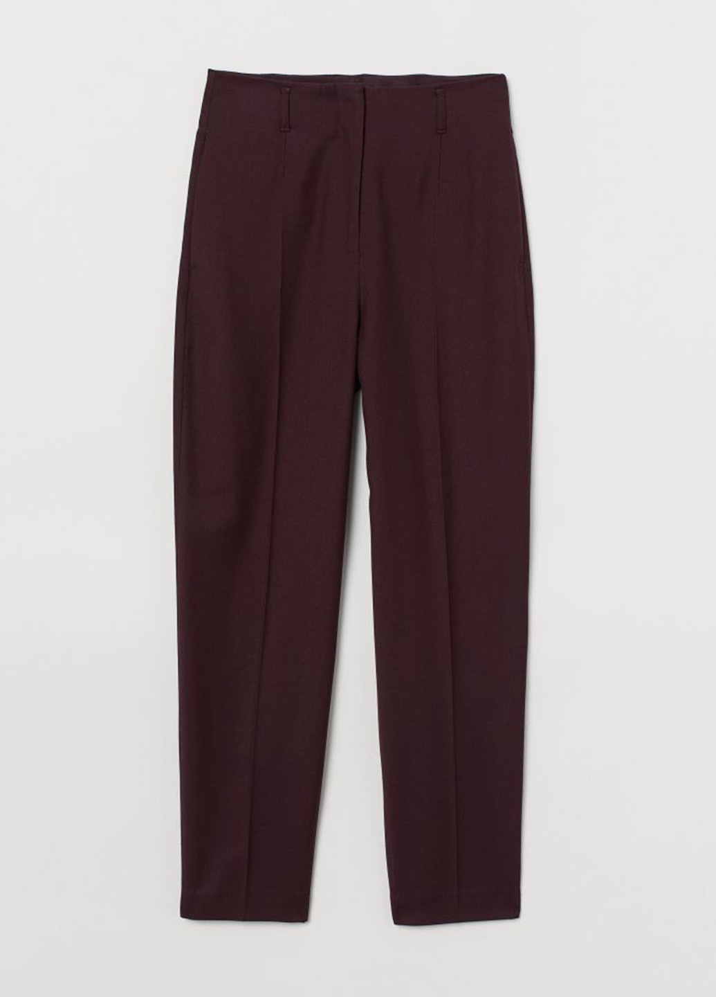 Темно-бордовые классические демисезонные укороченные, зауженные брюки H&M