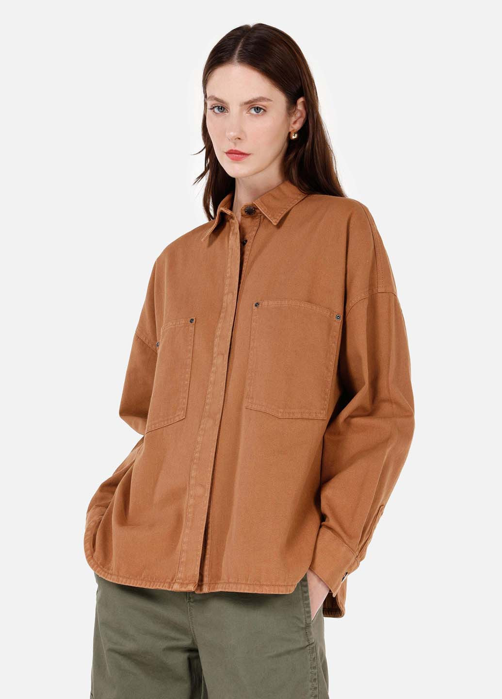 Коричневая кэжуал рубашка однотонная Colin's