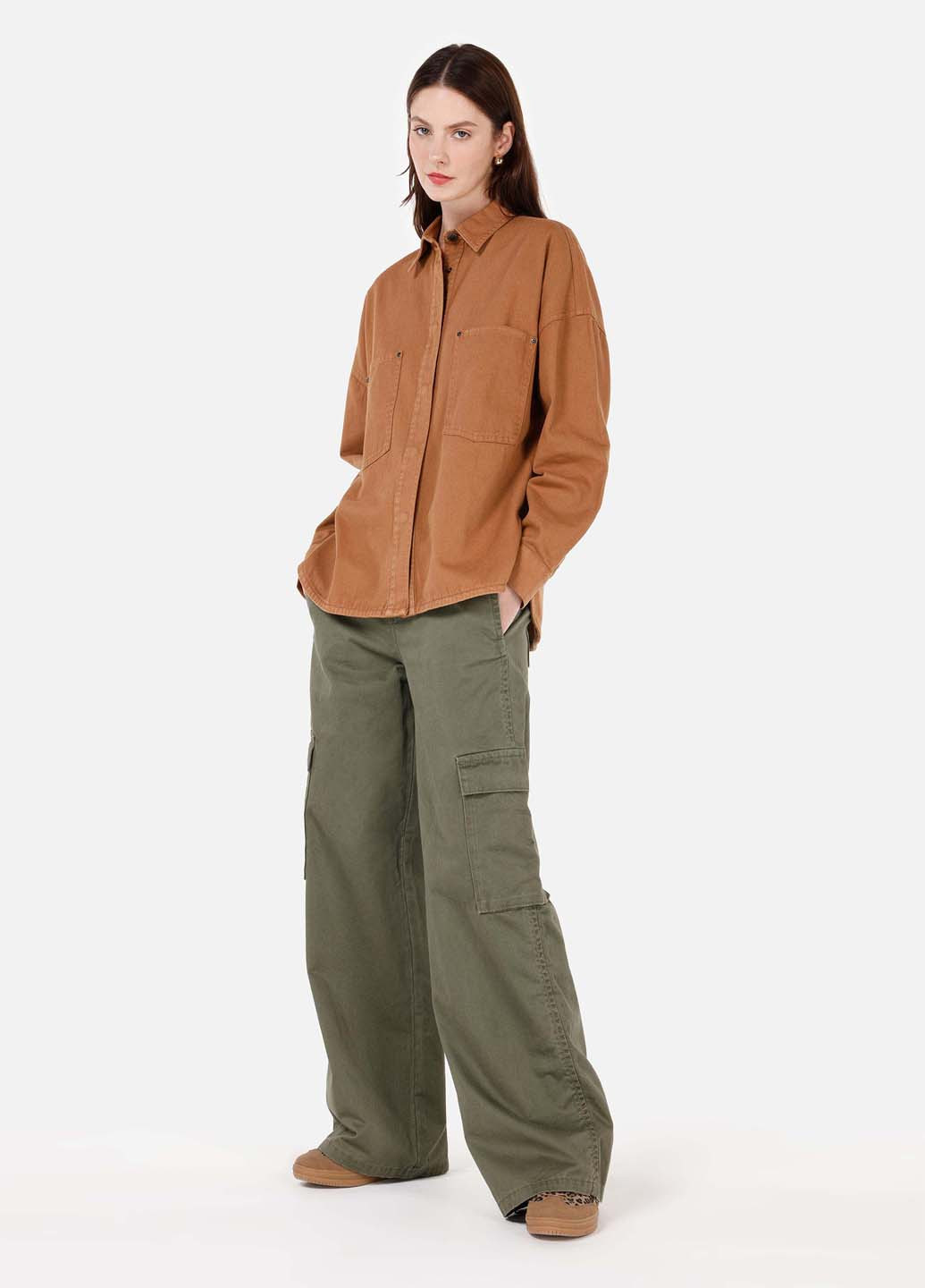 Коричневая кэжуал рубашка однотонная Colin's