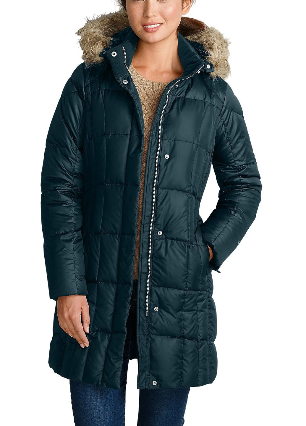 Зеленый зимний Пуховик Eddie Bauer