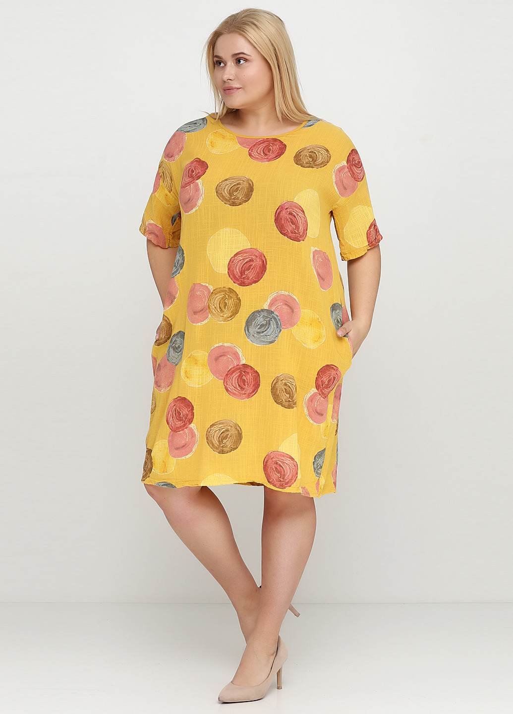 Гірчична кежуал плаття, сукня Moda in Italy з градієнтом