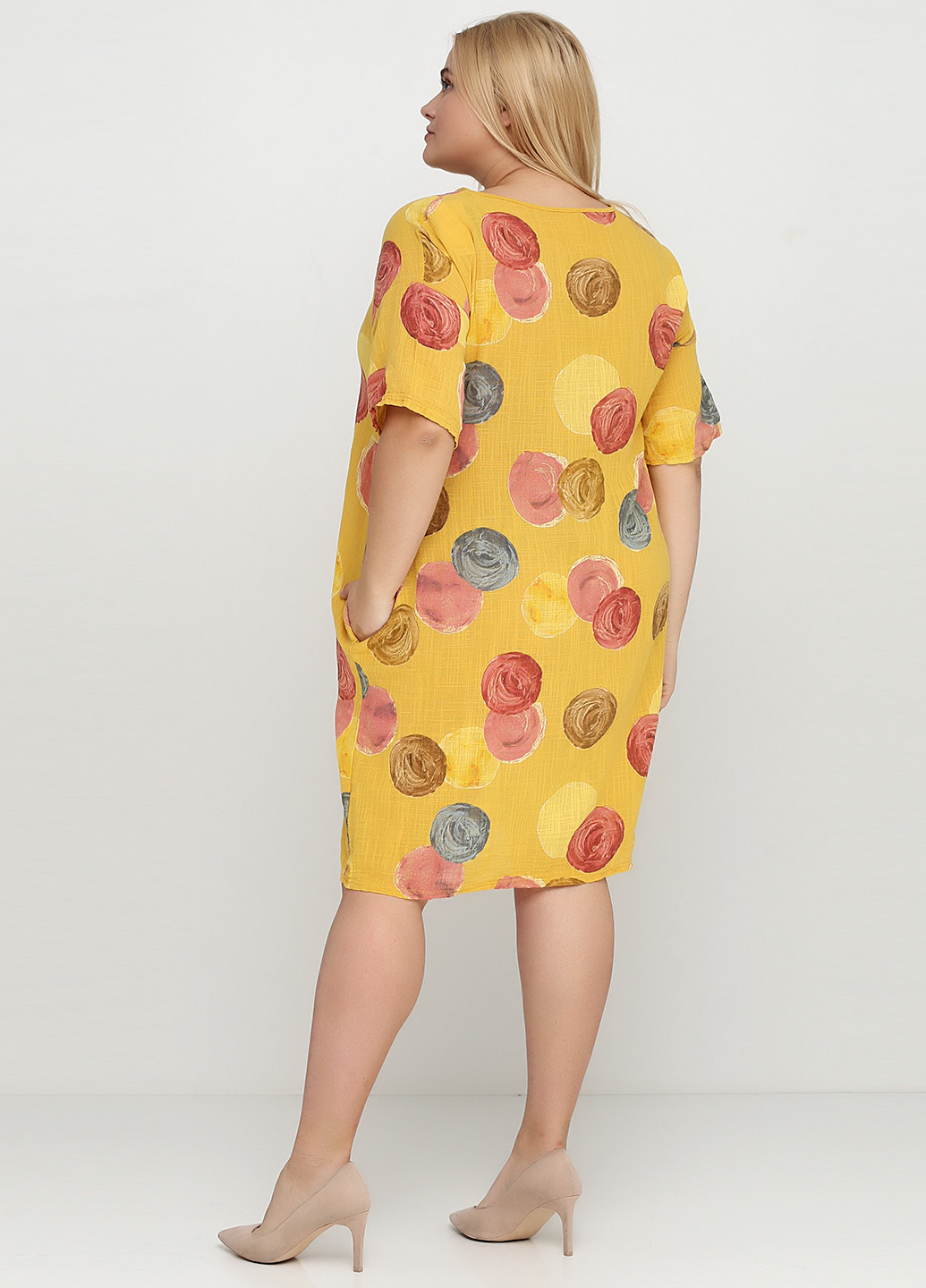 Гірчична кежуал плаття, сукня Moda in Italy з градієнтом