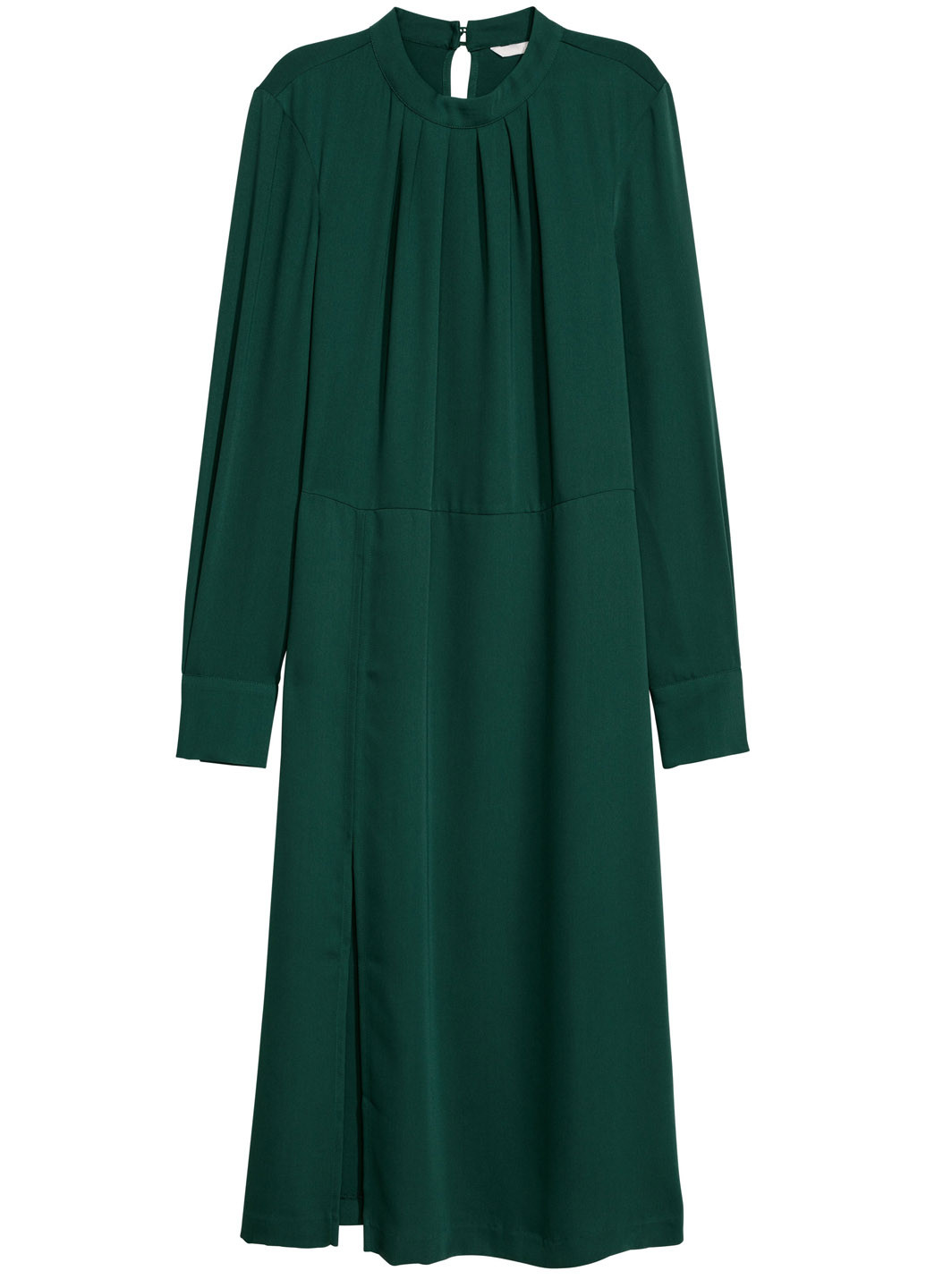 Темно-зеленое кэжуал платье с длинным рукавом H&M однотонное