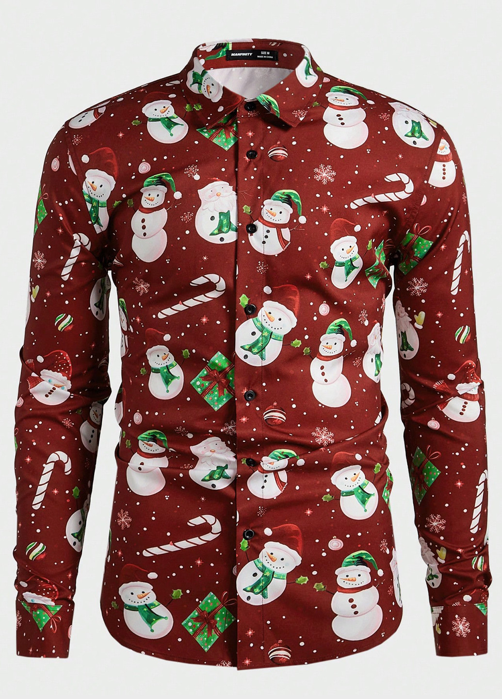 Красная кэжуал рубашка новогодний SHEIN