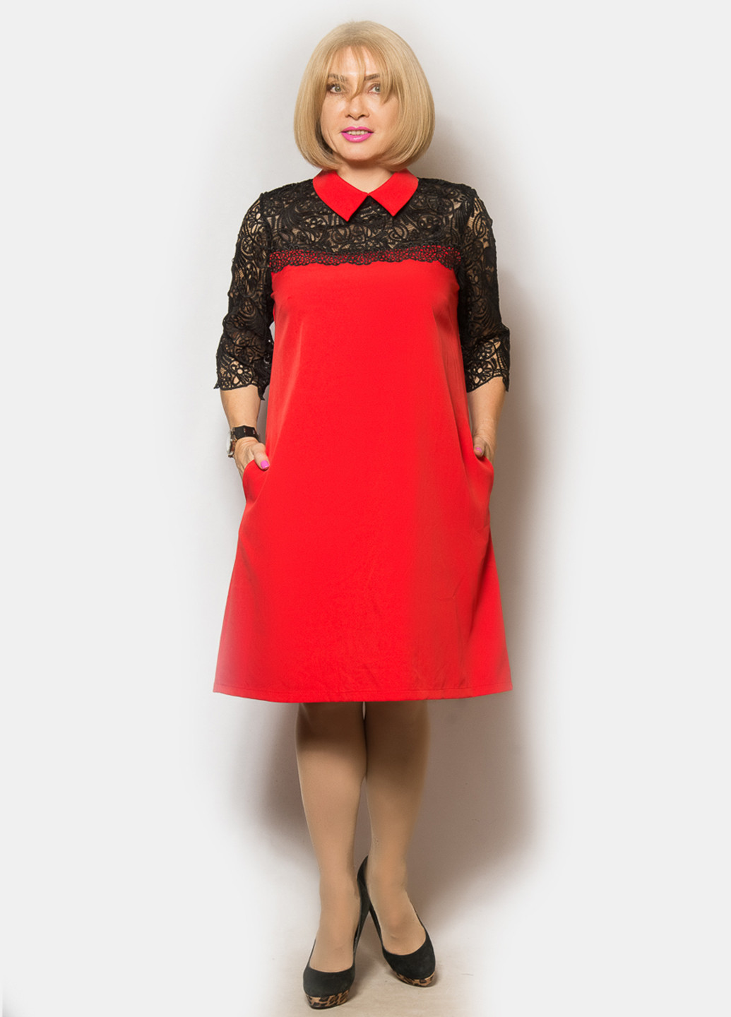 Красное кэжуал платье а-силуэт LibeAmore