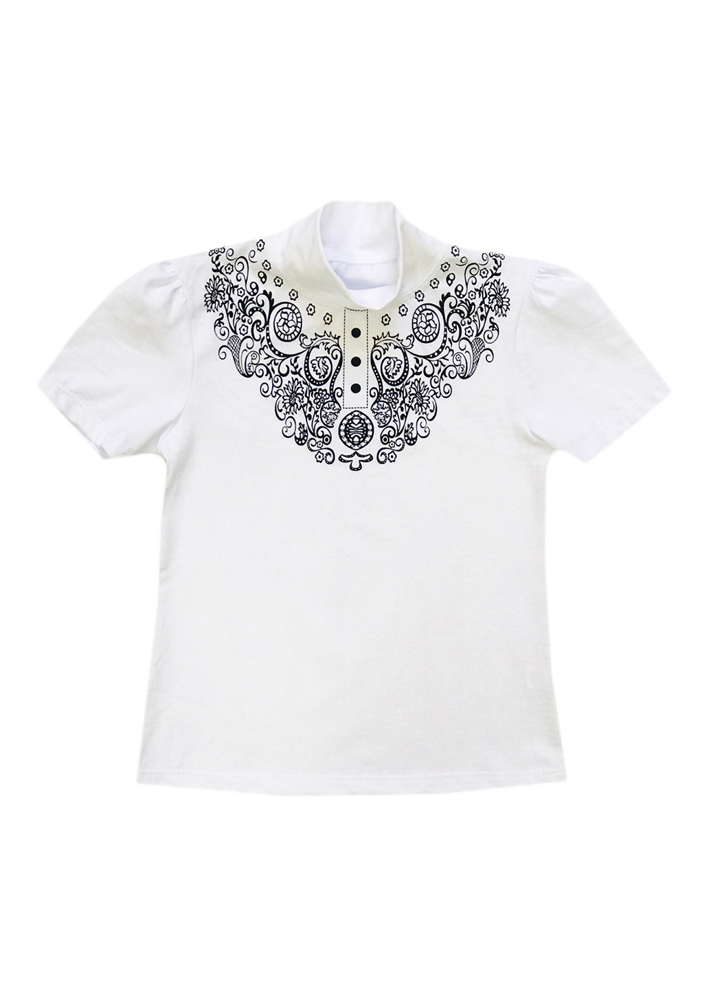 Белая с орнаментом блузка AV Style летняя