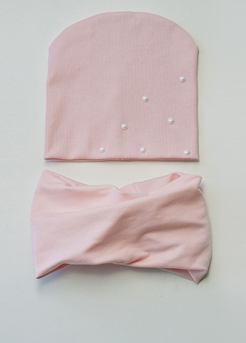 Розовый демисезонный комплект (шапка, шарф) Little Bunny
