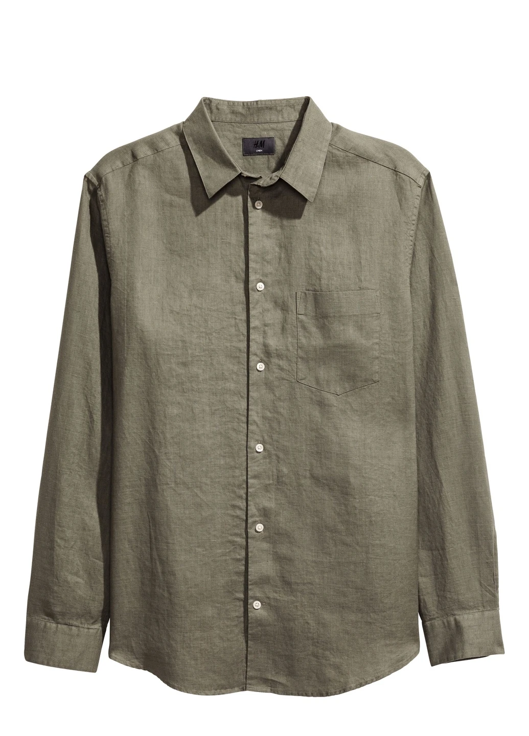 Оливковковая (хаки) рубашка однотонная H&M