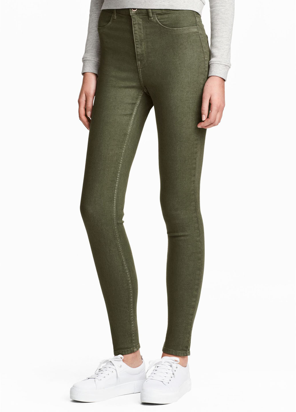 Зеленые джинсовые демисезонные брюки H&M