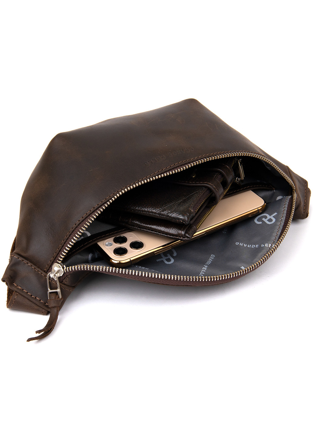 Мужская кожаная бананка 30х13,5х7 см Grande Pelle (253490657)