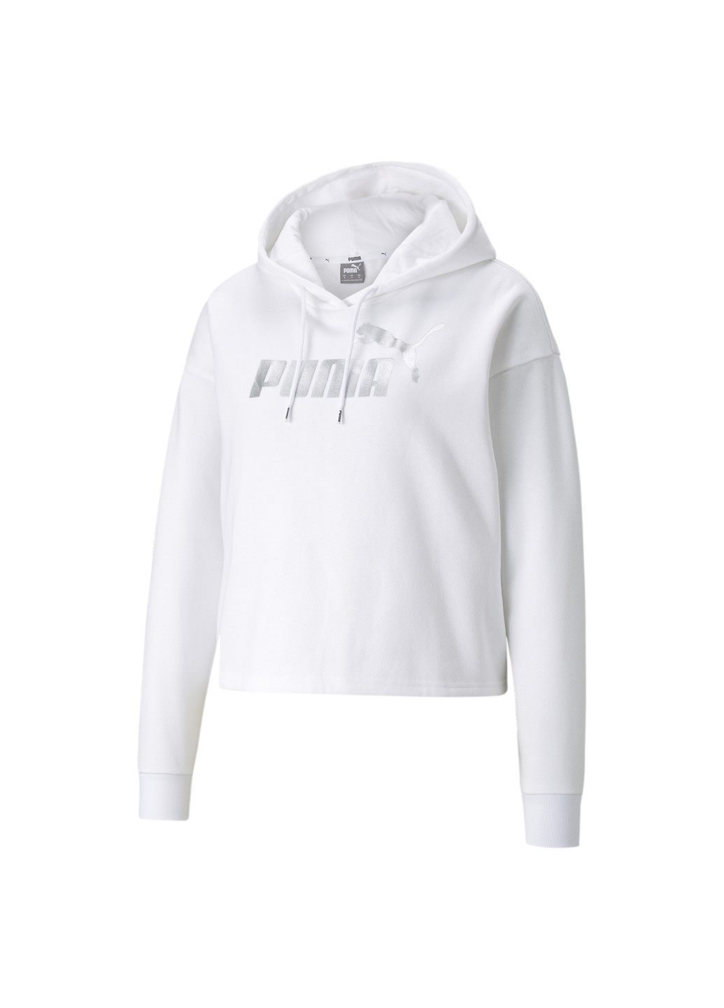 Білий спортивна толстовка essentials+ cropped metallic women's hoodie Puma однотонна